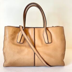 TOD'S D Bag with strap Taupe Brown Satchel Hand Bag Convertible